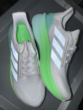 adidas Light white and Bright Green Ultra Running Shoes
